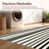 Ultra Soft Area Rug, Non Slip, Stain Resistant, Washable Area Rugs for Living Room, Bedroom, Artistic Contemporary Striped Visual(Beige)