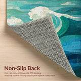 Ultra Soft Area Rug, Non Slip, Stain Resistant, Washable Area Rugs for Living Room, Bedroom, Ocean Wave Surfboard Rug Azure Waters & Coastal Charm Unique Carpet(Blue)
