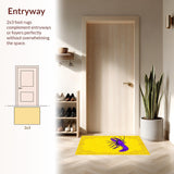 Ultra Soft Area Rug, Non Slip, Stain Resistant, Washable Area Rugs for Living Room, Bedroom, Elegant Purple and Yellow Harmony(Yellow)