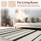 Minimalist Striped Weave with Crisp Black and White Horizontal Lines(Beige)
