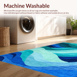 Ultra Soft Area Rug, Non Slip, Stain Resistant, Washable Area Rugs for Living Room, Bedroom, Whimsical Blue Swirl Theme(Blue)