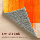 Ultra Soft Area Rug, Non Slip, Stain Resistant, Washable Area Rugs for Living Room, Bedroom, Sleek Modern Multicolor Design Element(Orange)