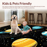 Ultra Soft Area Rug, Non Slip, Stain Resistant, Washable Area Rugs for Living Room, Bedroom, Lively Astronauts and Planets Concept(Orange)