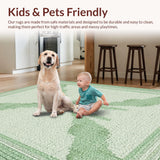 Ultra Soft Area Rug, Non Slip, Stain Resistant, Washable Area Rugs for Living Room, Bedroom, Aesthetic Scallop Bath Mat:  Boho Bowknot Rug(Green)