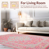 Ultra Soft Area Rug, Non Slip, Stain Resistant, Washable Area Rugs for Living Room, Bedroom, Pastel Pink Oushak Living Room Wool Rug(Pink)