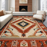 Ultra Soft Area Rug, Non Slip, Stain Resistant, Washable Area Rugs for Living Room, Bedroom, Cultural Heritage Abstract Patterns(Red)