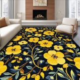Ultra Soft Area Rug, Non Slip, Stain Resistant, Washable Area Rugs for Living Room, Bedroom, Artistic Modern Flower Pattern(Yellow)