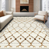 Ultra Soft Area Rug, Non Slip, Stain Resistant, Washable Area Rugs for Living Room, Bedroom, Contemporary Warm Toned Geometric(Beige)