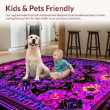 Ultra Soft Area Rug, Non Slip, Stain Resistant, Washable Area Rugs for Living Room, Bedroom, Electric UV Reactive Geometric Style(Purple)