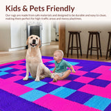 Ultra Soft Area Rug, Non Slip, Stain Resistant, Washable Area Rugs for Living Room, Bedroom, Whimsical Colorful Tile Arrangement(Purple)