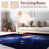 Ultra Soft Area Rug, Non Slip, Stain Resistant, Washable Area Rugs for Living Room, Bedroom, Striking Planetary Celestial Motif(Blue)