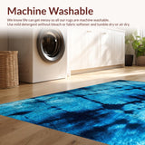 Ultra Soft Area Rug, Non Slip, Stain Resistant, Washable Area Rugs for Living Room, Bedroom, Fluffy Dark Blue Dorm Rug with Cozy Vegan Aesthetic(Blue)