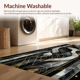 Ultra Soft Area Rug, Non Slip, Stain Resistant, Washable Area Rugs for Living Room, Bedroom, Striking Black and Gold Contrast(Black)