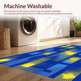 Ultra Soft Area Rug, Non Slip, Stain Resistant, Washable Area Rugs for Living Room, Bedroom, Vibrant Coastal Organic Shapes(Blue)