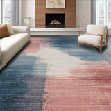 Ultra Soft Area Rug, Non Slip, Stain Resistant, Washable Area Rugs for Living Room, Bedroom, Regal Cascade Rug With Slate Blue and Dusty Rose Abstract Watercolor Design(Pink)