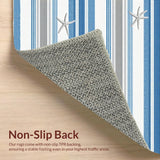 Ultra Soft Area Rug, Non Slip, Stain Resistant, Washable Area Rugs for Living Room, Bedroom, Whimsical Striped Seaside Charm(Blue)