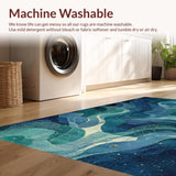 Ultra Soft Area Rug, Non Slip, Stain Resistant, Washable Area Rugs for Living Room, Bedroom, Fouiunler Ocean Trap Runner Rug Nautical Sea Life Artwork with Non-Slip Design(Blue)