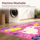 Ultra Soft Area Rug, Non Slip, Stain Resistant, Washable Area Rugs for Living Room, Bedroom, Enchanting Egg-Centric Design(Pink)