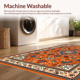 Ultra Soft Area Rug, Non Slip, Stain Resistant, Washable Area Rugs for Living Room, Bedroom, Modern Warm Tones Artful Layout(Orange)