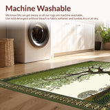 Ultra Soft Area Rug, Non Slip, Stain Resistant, Washable Area Rugs for Living Room, Bedroom, Children Activity with Tree of Life Motif and Earth Tones(Green)