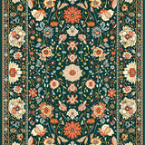 Ultra Soft Area Rug, Non Slip, Stain Resistant, Washable Area Rugs for Living Room, Bedroom, Serene Pastel Floral Fusion(Green)