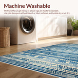 Ultra Soft Area Rug, Non Slip, Stain Resistant, Washable Area Rugs for Living Room, Bedroom, Chic Trellis Pattern with Blue Hues(Blue)