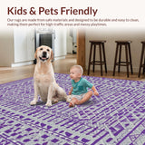 Ultra Soft Area Rug, Non Slip, Stain Resistant, Washable Area Rugs for Living Room, Bedroom, Elegant Symmetrical Design Appeal(Purple)