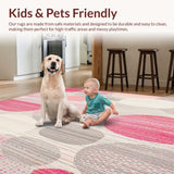 Ultra Soft Area Rug, Non Slip, Stain Resistant, Washable Area Rugs for Living Room, Bedroom, Tilos Spotted Dot Shag Area Abstract(Pink)