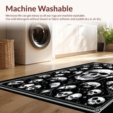 Ultra Soft Area Rug, Non Slip, Stain Resistant, Washable Area Rugs for Living Room, Bedroom, Eerie Halloween Skeleton Motif(Black)