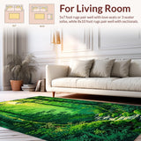 Ultra Soft Area Rug, Non Slip, Stain Resistant, Washable Area Rugs for Living Room, Bedroom, Whimsical Green Leaf Design(Green)