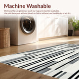 Ultra Soft Area Rug, Non Slip, Stain Resistant, Washable Area Rugs for Living Room, Bedroom, Chic Black And White Stripe Rug: Modern Front Door Welcome Mat(Gray)