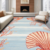 Ultra Soft Area Rug, Non Slip, Stain Resistant, Washable Area Rugs for Living Room, Bedroom, Vibrant Marine Life Textured Surface(Blue)
