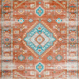 Ultra Soft Area Rug, Non Slip, Stain Resistant, Washable Area Rugs for Living Room, Bedroom, Stylish Minimalist Diamond Motif(Orange)