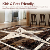 Ultra Soft Area Rug, Non Slip, Stain Resistant, Washable Area Rugs for Living Room, Bedroom, Brown Texas Star Entry Rug Classic Rustic Western Welcome Floor Carpet(Brown)