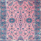 Ultra Soft Area Rug, Non Slip, Stain Resistant, Washable Area Rugs for Living Room, Bedroom, Charming Retro Floral Motif(Pink)