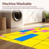 Ultra Soft Area Rug, Non Slip, Stain Resistant, Washable Area Rugs for Living Room, Bedroom, Vibrant Geometric Tile Motif(Yellow)