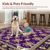 Ultra Soft Area Rug, Non Slip, Stain Resistant, Washable Area Rugs for Living Room, Bedroom, Elegant Floral Area(Purple)