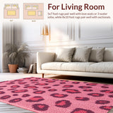 Ultra Soft Area Rug, Non Slip, Stain Resistant, Washable Area Rugs for Living Room, Bedroom, Pink Leopard Playroom Rug for Kids(Pink)
