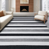 Ultra Soft Area Rug, Non Slip, Stain Resistant, Washable Area Rugs for Living Room, Bedroom, Monochrome Harmony Geometric Striped Carpet Washable Reversible Decor(Black)
