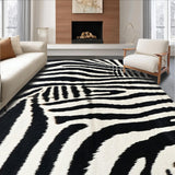 Ultra Soft Area Rug, Non Slip, Stain Resistant, Washable Area Rugs for Living Room, Bedroom, Black and White Cowhide Living Room Animal Mat(Black)