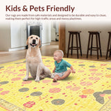 Ultra Soft Area Rug, Non Slip, Stain Resistant, Washable Area Rugs for Living Room, Bedroom, Cheerful Abstract Sunshine Aesthetic(Yellow)