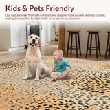 Ultra Soft Area Rug, Non Slip, Stain Resistant, Washable Area Rugs for Living Room, Bedroom, Boho Inspired Animal Print Area Beige Brown Abstract Design(Gray)