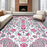 Ultra Soft Area Rug, Non Slip, Stain Resistant, Washable Area Rugs for Living Room, Bedroom, Retro Textured Geometric Elegance(White)