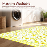 Ultra Soft Area Rug, Non Slip, Stain Resistant, Washable Area Rugs for Living Room, Bedroom, Whimsical Daisy Arrangement for Cozy Vibes(Yellow)