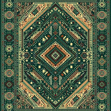 Ultra Soft Area Rug, Non Slip, Stain Resistant, Washable Area Rugs for Living Room, Bedroom, Vintage Inspired Ethnic Motif with Intricate Boho(Green)