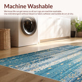 Ultra Soft Area Rug, Non Slip, Stain Resistant, Washable Area Rugs for Living Room, Bedroom, Elegant Micro Loop Area with Speckled Blue and Beige(Blue)