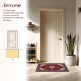 Ultra Soft Area Rug, Non Slip, Stain Resistant, Washable Area Rugs for Living Room, Bedroom, Oriental Beige and Black Dining Area Carpet(Red)