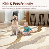 Ultra Soft Area Rug, Non Slip, Stain Resistant, Washable Area Rugs for Living Room, Bedroom, Luxurious Beige Curved Patterns(Beige)