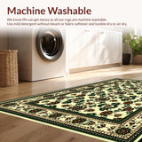 Ultra Soft Area Rug, Non Slip, Stain Resistant, Washable Area Rugs for Living Room, Bedroom, Distressed Green and Brown Living Room Rug(Beige)