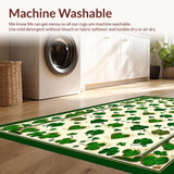 Ultra Soft Area Rug, Non Slip, Stain Resistant, Washable Area Rugs for Living Room, Bedroom, Charming White and Green Floral Arrangement(Green)